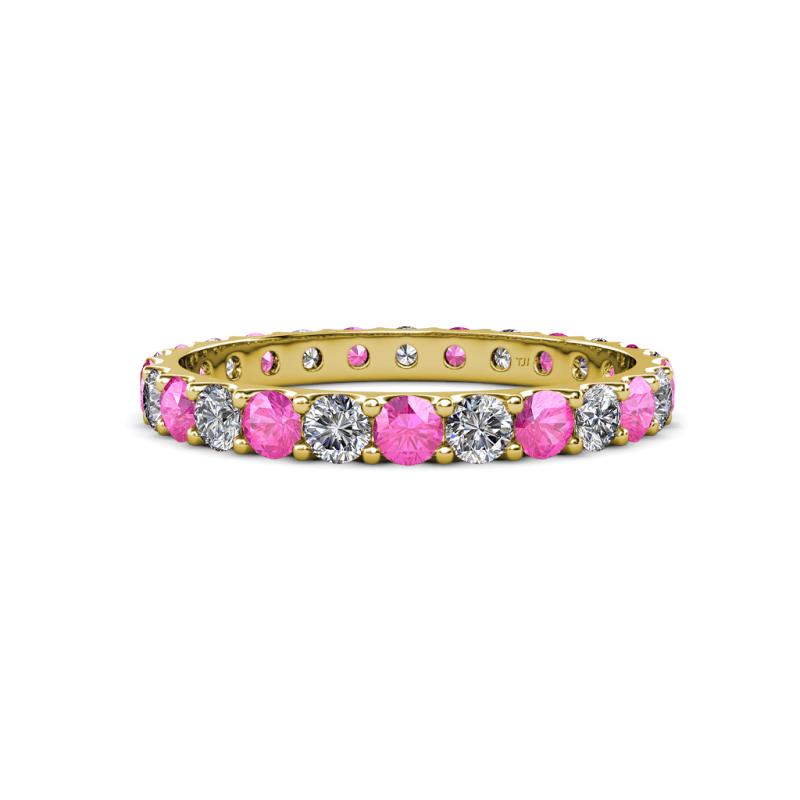 Audrey 3.00 mm Pink Sapphire and Lab Grown Diamond U Prong Eternity Band 