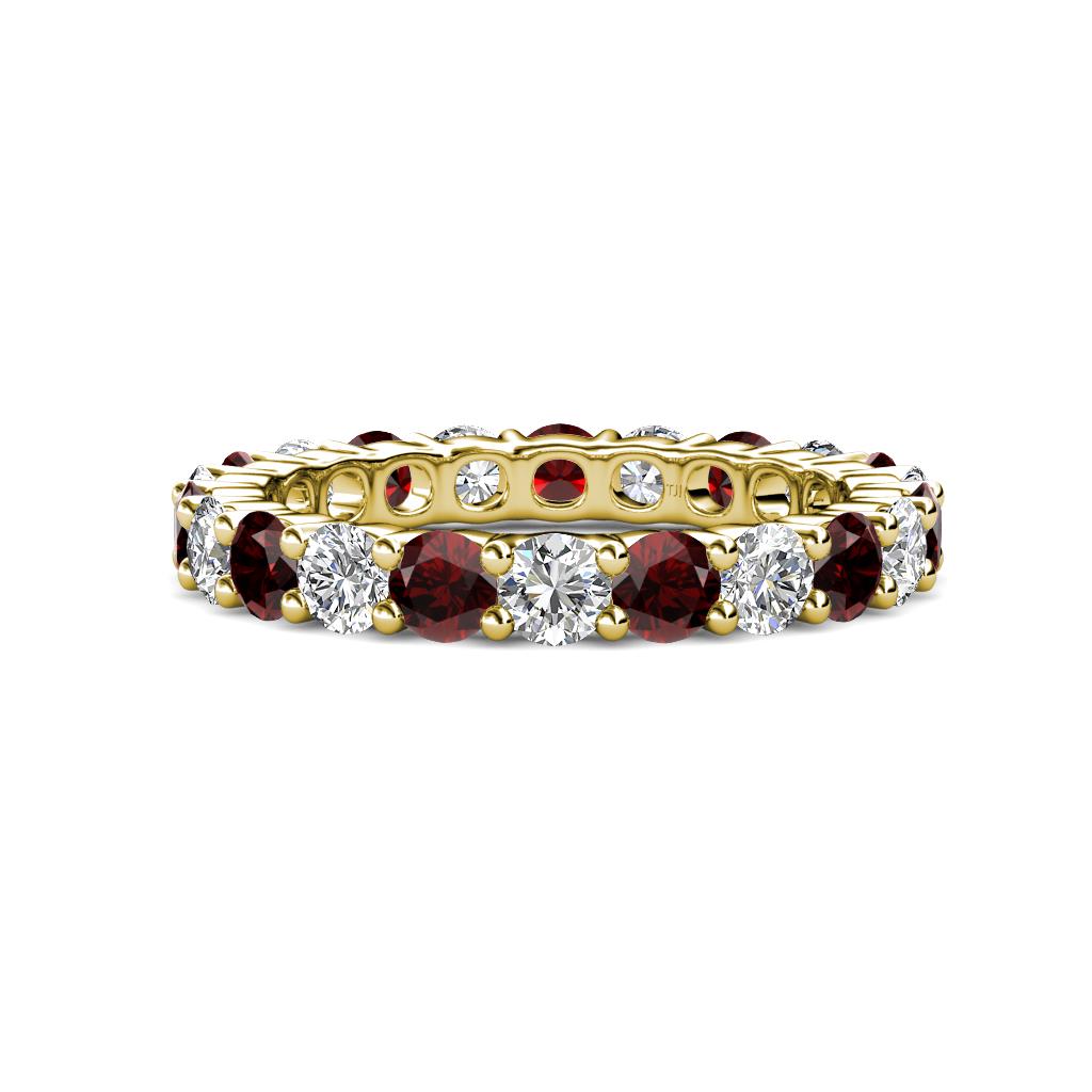 Joyce 4.00 mm Red Garnet and Diamond Eternity Band 