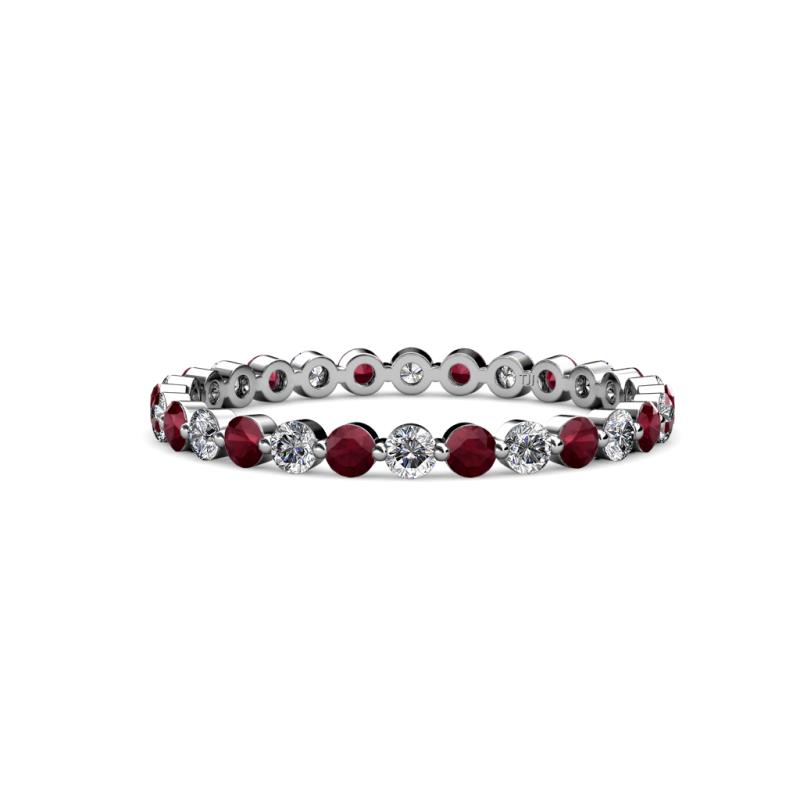 Valerie 2.00 mm Red Garnet and Lab Grown Diamond Eternity Band 