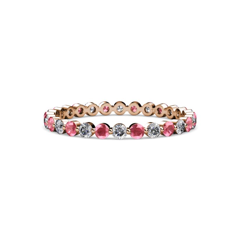 Valerie 2.40 mm Pink Tourmaline and Lab Grown Diamond Eternity Band 