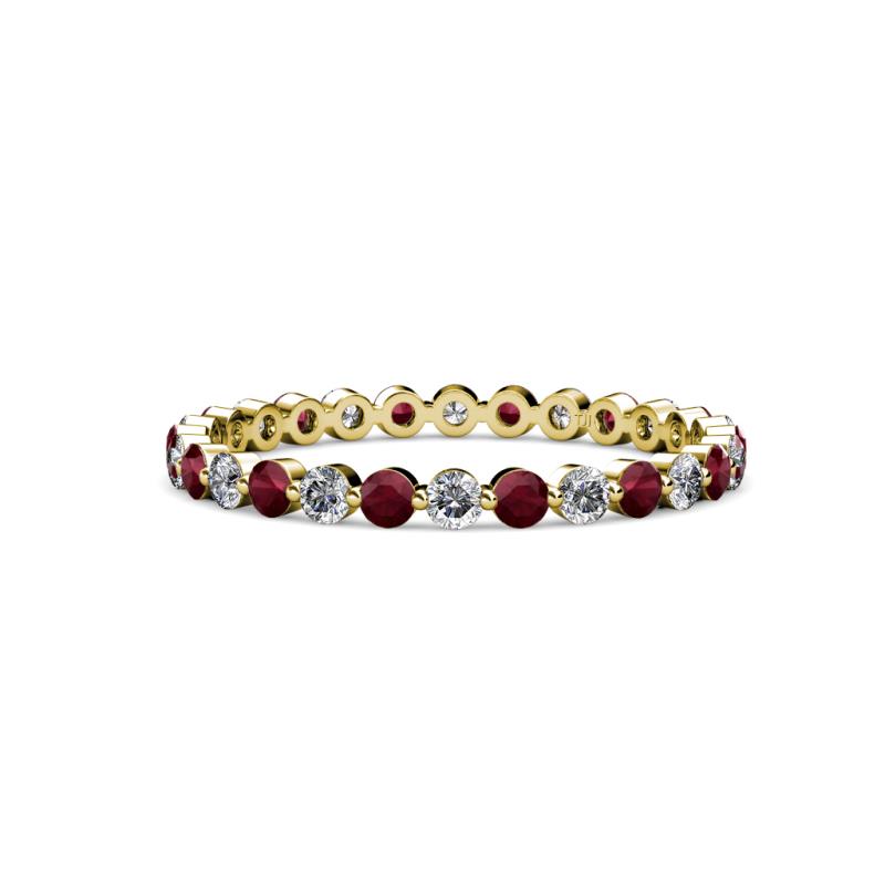 Valerie 2.40 mm Red Garnet and Lab Grown Diamond Eternity Band 