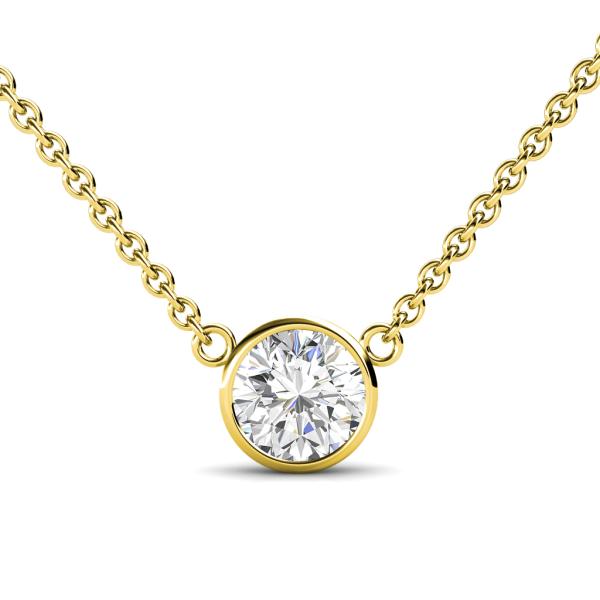 新品］14K Yellow Gold Bezel Set Round Diamond Solitaire Pendant 0.50 CT. TW.  UCUztIZTtZ, ファッション - bballgolf.com