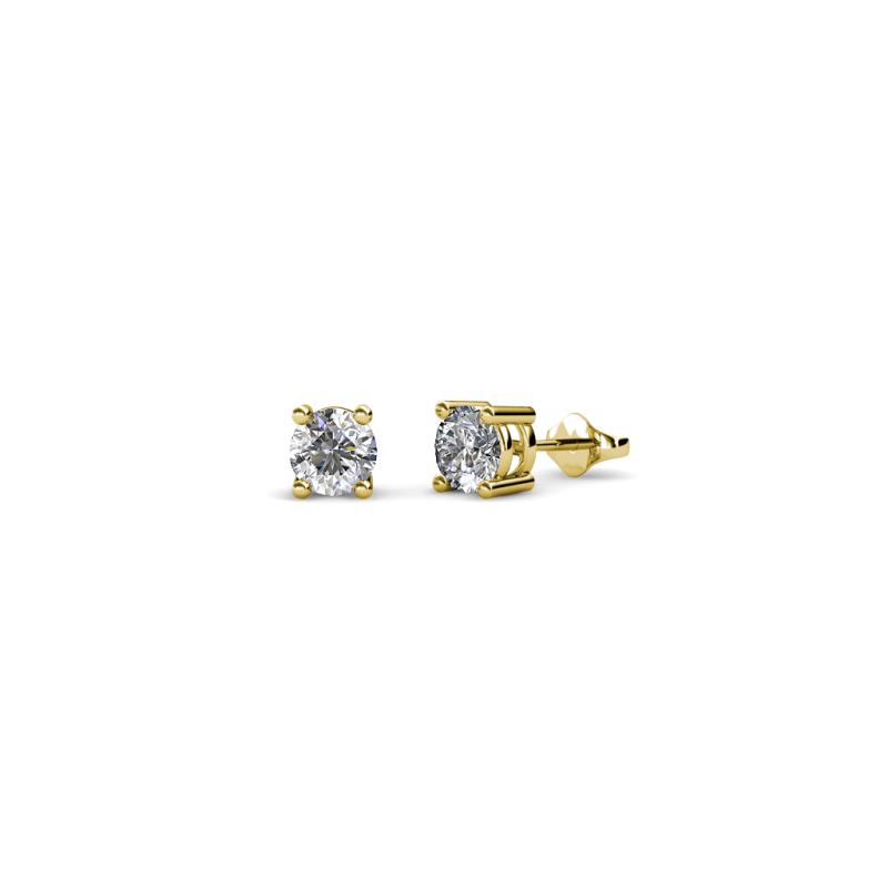 Alina Diamond (3.5mm) Solitaire Stud Earrings - Diamond Four Prong Womens Solitaire Stud Earrings 0.33 ctw 18K Yellow Gold