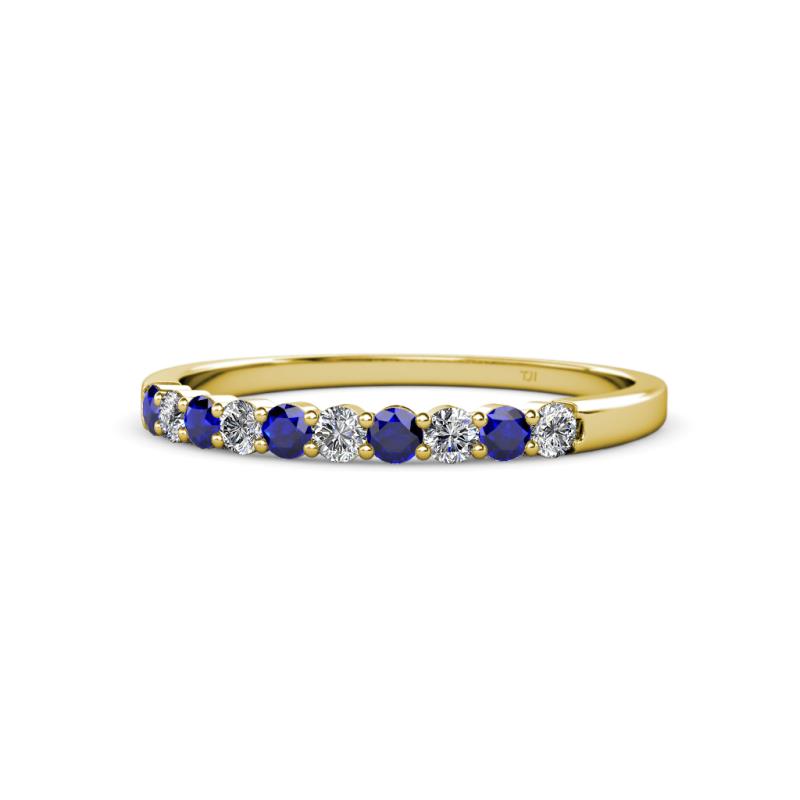 Clara 2.40 mm Blue Sapphire and Lab Grown Diamond 10 Stone Wedding Band 