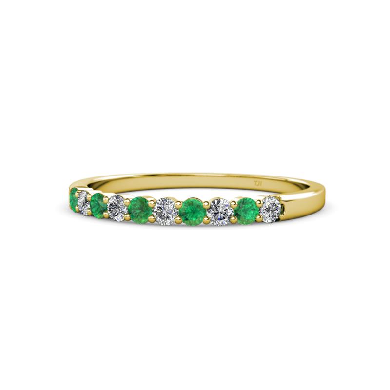 Clara 2.40 mm Emerald and Lab Grown Diamond 10 Stone Wedding Band 