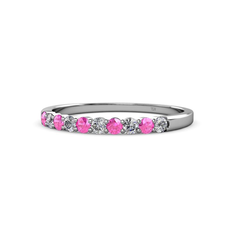 Clara 2.40 mm Pink Sapphire and Lab Grown Diamond 10 Stone Wedding Band 
