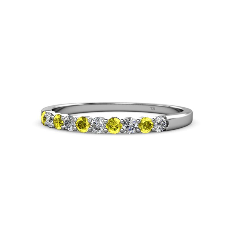 Clara 2.40 mm Yellow and White Lab Grown Diamond 10 Stone Wedding Band 