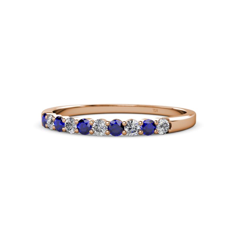 Clara 2.40 mm Blue Sapphire and Lab Grown Diamond 10 Stone Wedding Band 