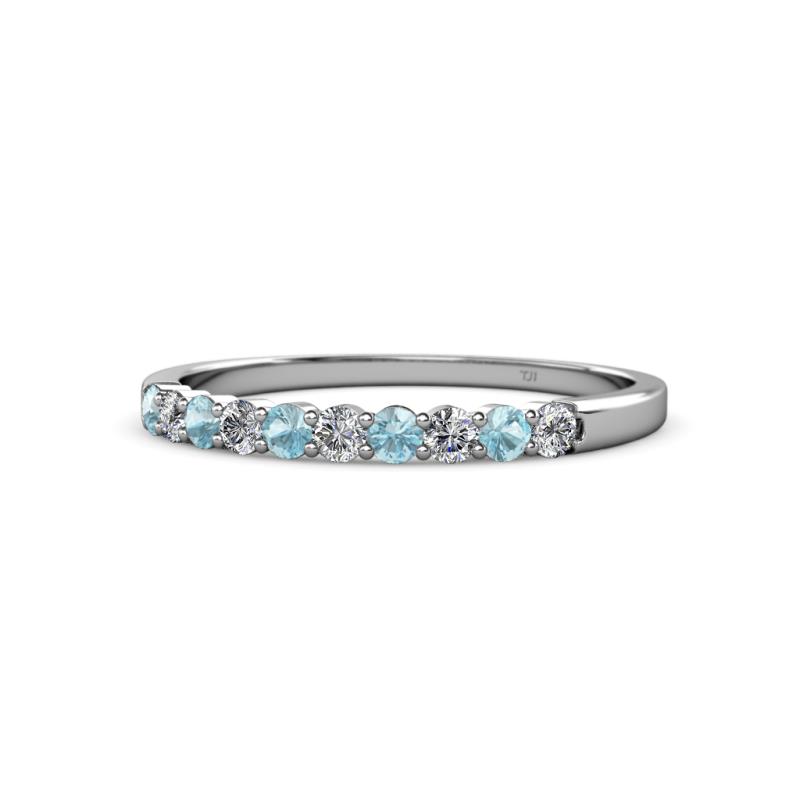 Clara 2.40 mm Aquamarine and Lab Grown Diamond 10 Stone Wedding Band 