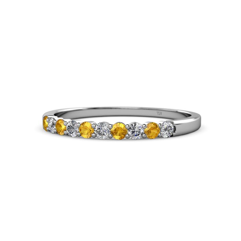 Clara 2.40 mm Citrine and Lab Grown Diamond 10 Stone Wedding Band 