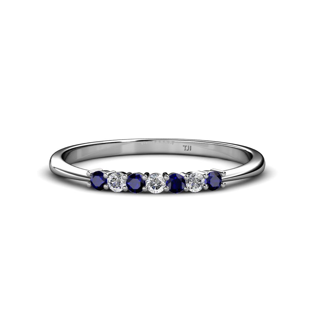 Reina 2.00 mm Blue Sapphire and Lab Grown Diamond 7 Stone Wedding Band 