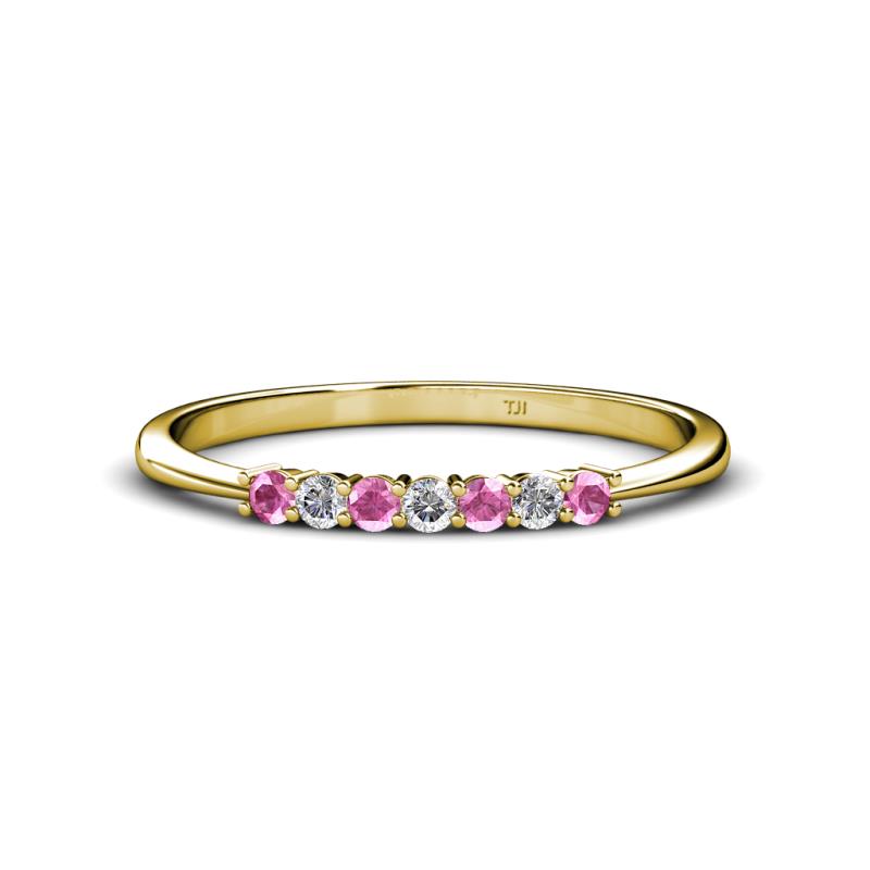 Reina 2.00 mm Pink Sapphire and Lab Grown Diamond 7 Stone Wedding Band 