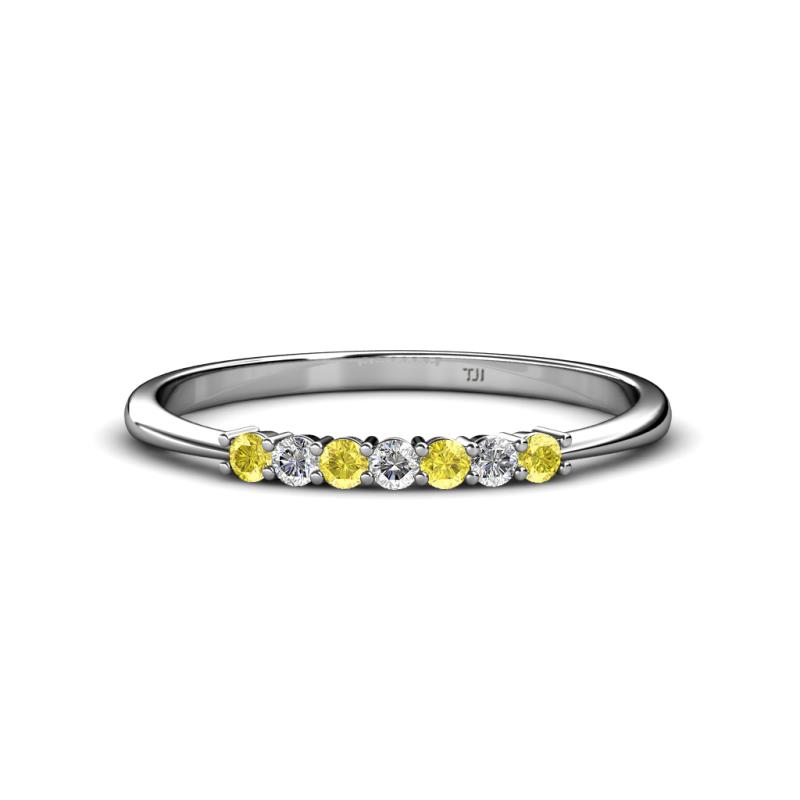 Reina 2.00 mm Yellow Sapphire and Lab Grown Diamond 7 Stone Wedding Band 