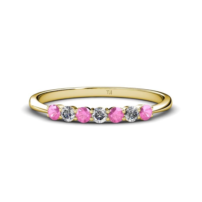 Reina 2.60 mm Pink Sapphire and Lab Grown Diamond 7 Stone Wedding Band 