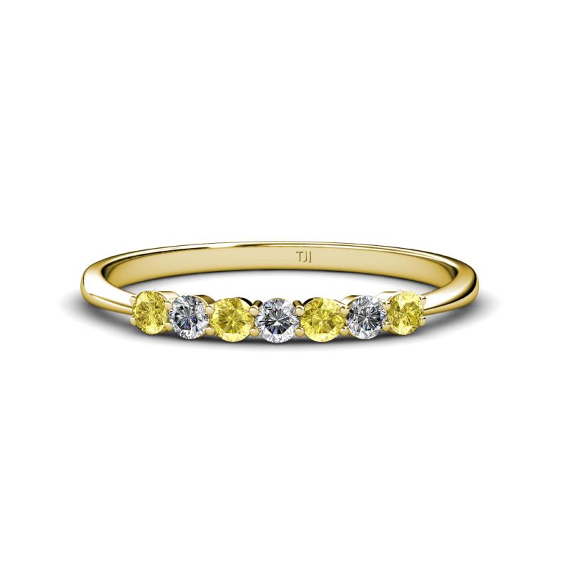 Reina 2.60 mm Yellow Sapphire and Lab Grown Diamond 7 Stone Wedding Band 