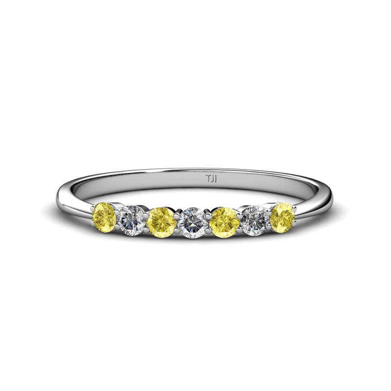Reina 2.60 mm Yellow Sapphire and Lab Grown Diamond 7 Stone Wedding Band 