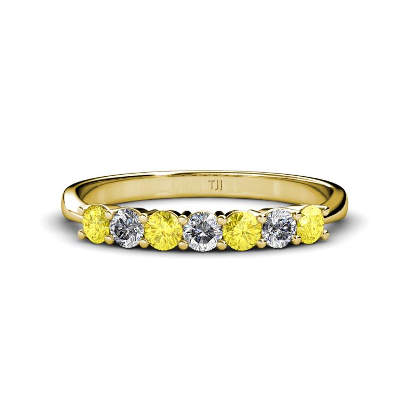 Reina 3.00 mm Yellow Sapphire and Lab Grown Diamond 7 Stone Wedding Band 