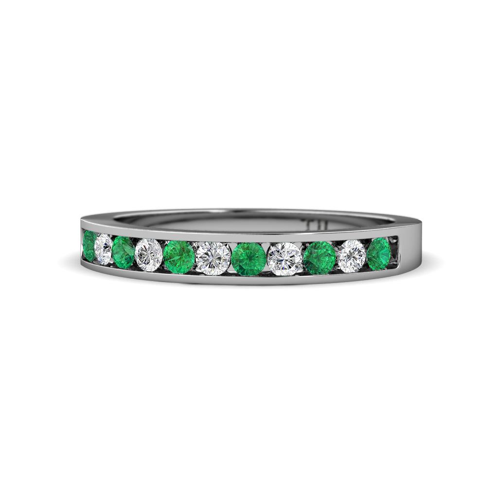 Kathiryn 2.30 mm Emerald and Lab Grown Diamond 11 Stone Wedding Band 