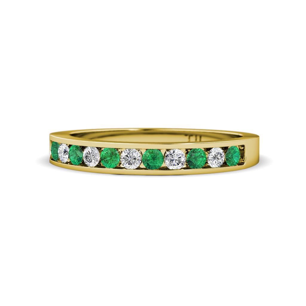 Kathiryn 2.30 mm Emerald and Lab Grown Diamond 11 Stone Wedding Band 