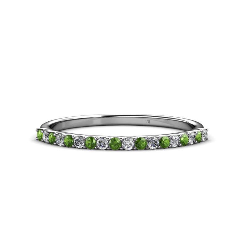 Iskra 1.50 mm Round Green Garnet and Lab Grown Diamond 18 Stone Wedding Band 