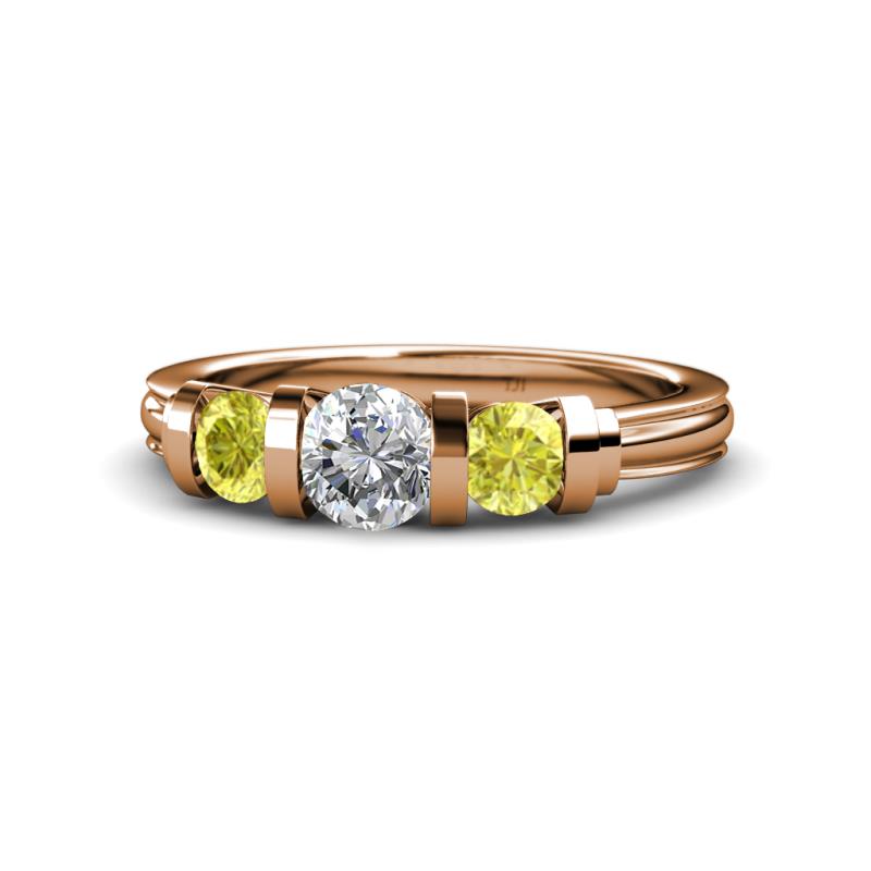 Raea 1.10 ctw Lab Grown Diamond and Yellow Diamond Three Stone Engagement Ring 