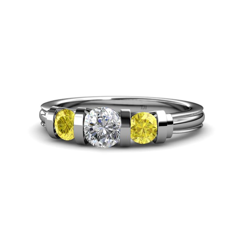 Raea 1.13 ctw Lab Grown Diamond and Yellow Sapphire Three Stone Engagement Ring 
