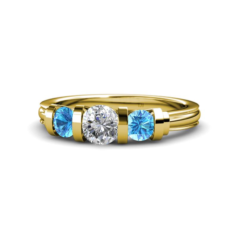 Raea 1.04 ctw Lab Grown Diamond and Blue Topaz Three Stone Engagement Ring 