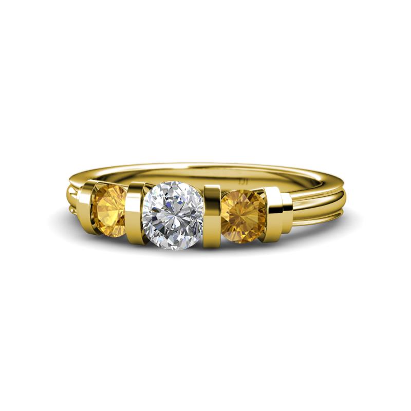 Raea 1.13 ctw Lab Grown Diamond and Citrine Three Stone Engagement Ring 