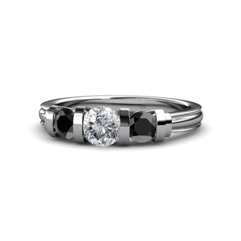 Raea 1.13 ctw Lab Grown Diamond and Black Diamond Three Stone Engagement Ring 