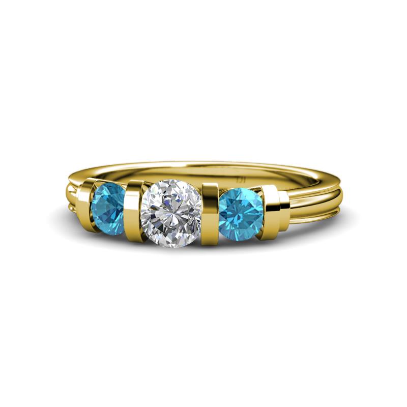 Raea 1.16 ctw Lab Grown Diamond and London Blue Topaz Three Stone Engagement Ring 