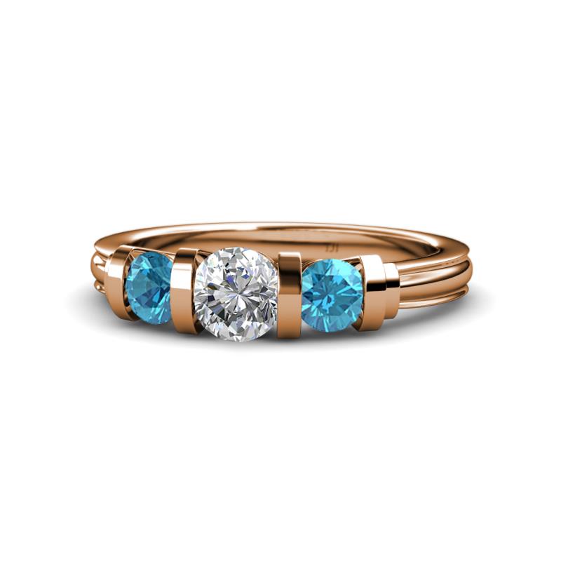 Raea 1.16 ctw Lab Grown Diamond and London Blue Topaz Three Stone Engagement Ring 