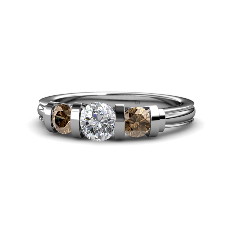 Raea 1.07 ctw Lab Grown Diamond and Smoky Quartz Three Stone Engagement Ring 
