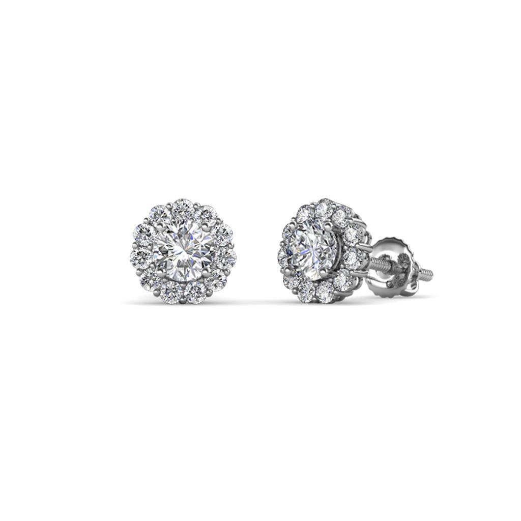Ayana Round Lab Grown and Mined Diamond Halo Stud Earrings 