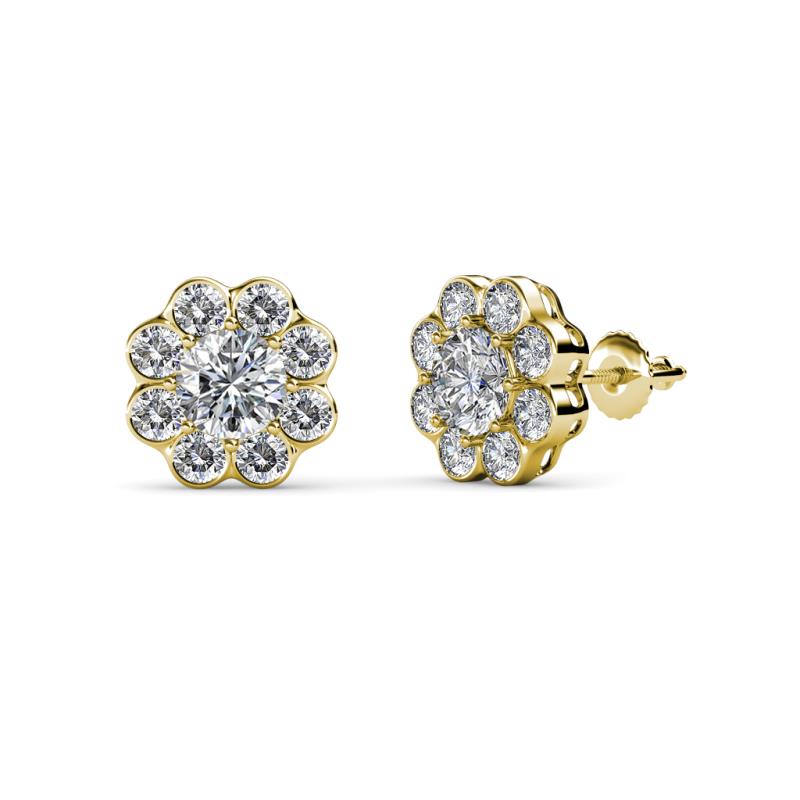 Fleur 2.40 ctw Lab Grown Diamond Floral Halo Stud Earrings 