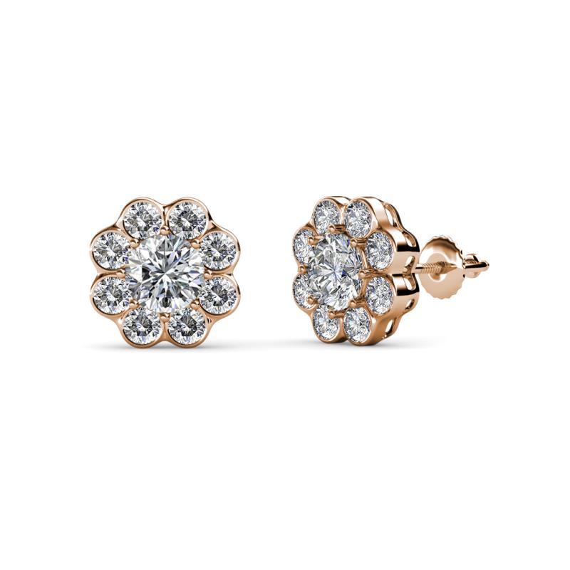 Fleur 2.40 ctw Lab Grown Diamond Floral Halo Stud Earrings 