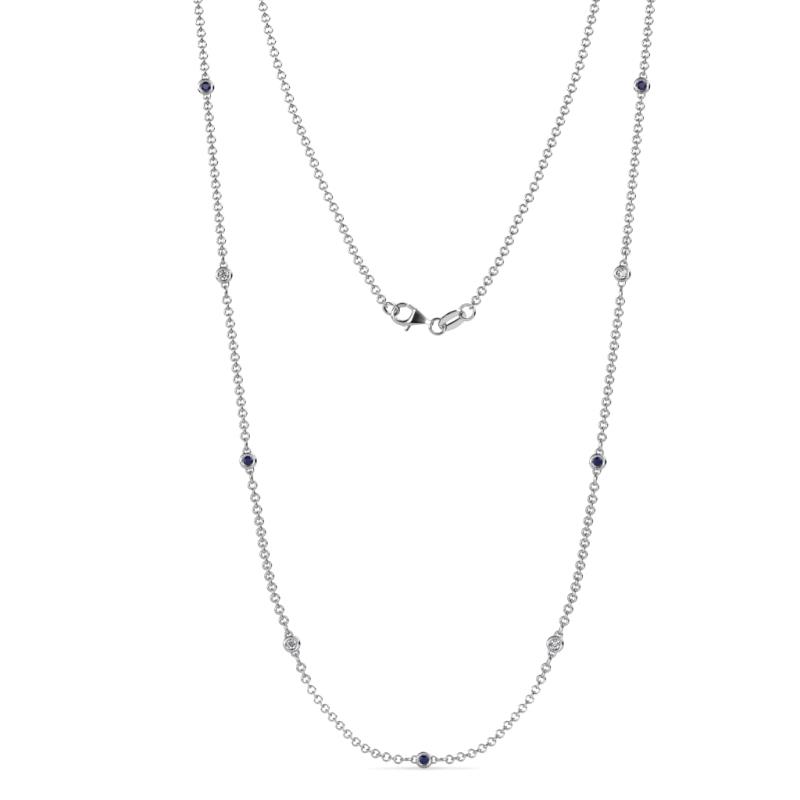 Adia (9 Stn/2mm) Blue Sapphire and Lab Grown Diamond on Cable Necklace 