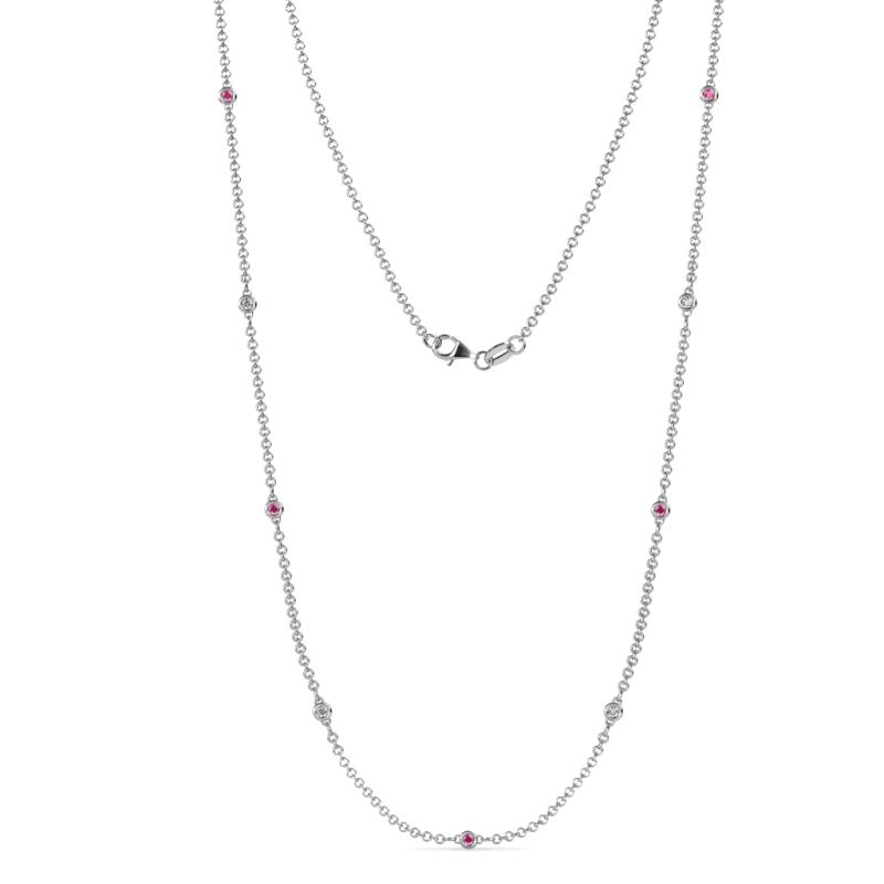 Adia (9 Stn/2mm) Pink Sapphire and Lab Grown Diamond on Cable Necklace 