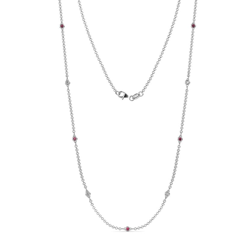Adia (9 Stn/2mm) Ruby and Lab Grown Diamond on Cable Necklace 
