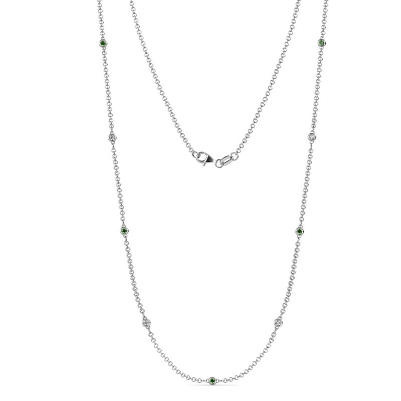 Adia (9 Stn/2mm) Green Garnet and Lab Grown Diamond on Cable Necklace 