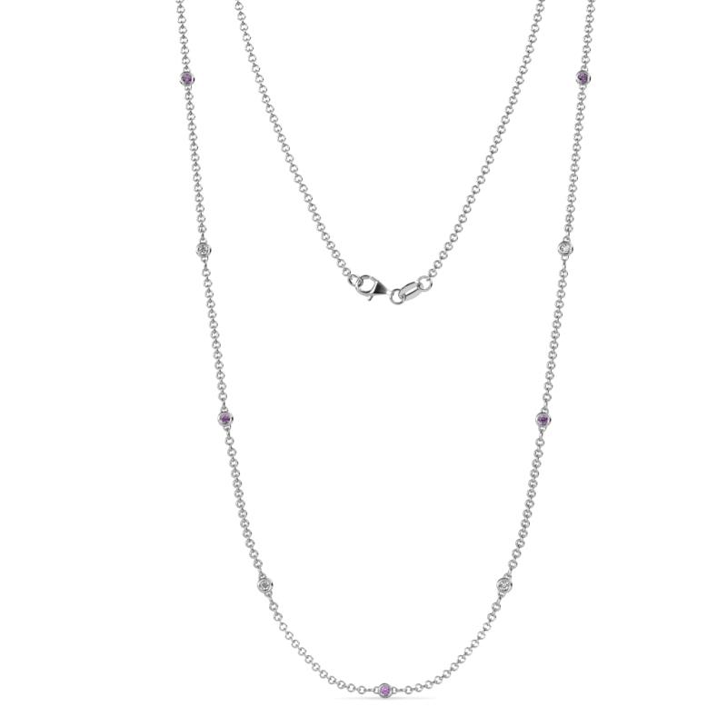 Adia (9 Stn/2mm) Amethyst and Lab Grown Diamond on Cable Necklace 