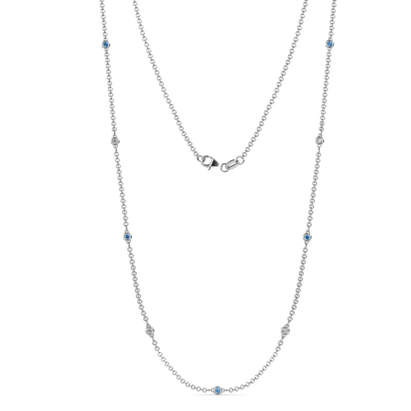 Adia (9 Stn/2mm) Blue Topaz and Lab Grown Diamond on Cable Necklace 