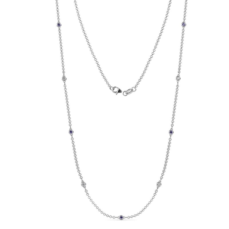 Adia (9 Stn/2mm) Iolite and Lab Grown Diamond on Cable Necklace 