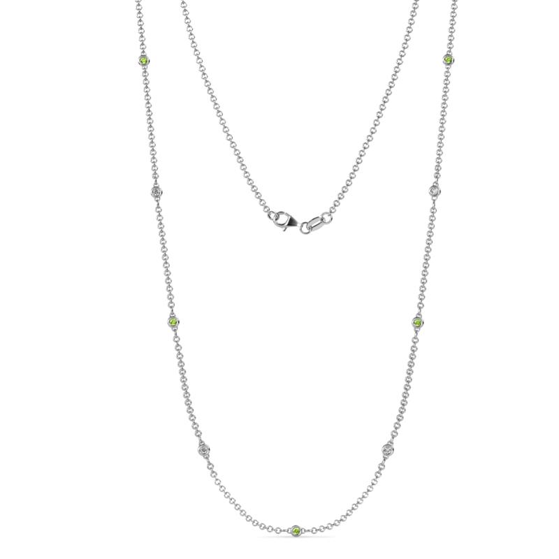 Adia (9 Stn/2mm) Peridot and Lab Grown Diamond on Cable Necklace 