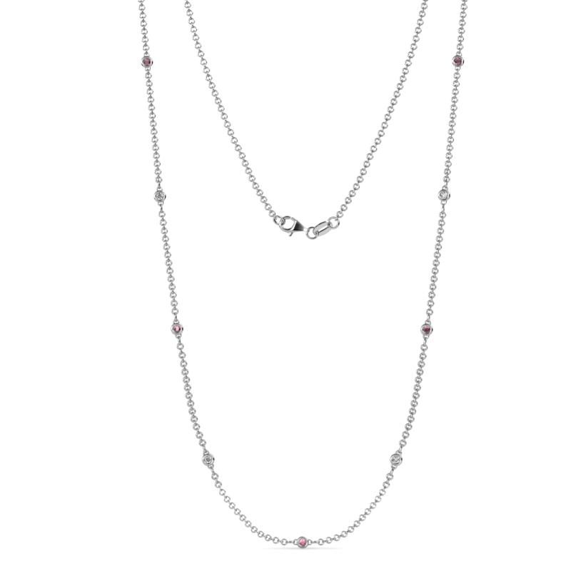 Adia (9 Stn/2mm) Rhodolite Garnet and Lab Grown Diamond on Cable Necklace 