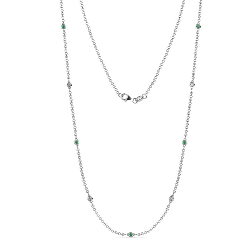 Adia (9 Stn/2mm) Emerald and Lab Grown Diamond on Cable Necklace 