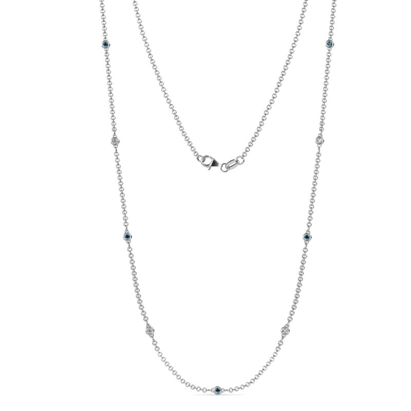 Adia (9 Stn/2mm) London Blue Topaz and Lab Grown Diamond on Cable Necklace 