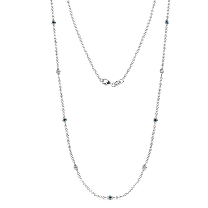 Adia (9 Stn/2mm) Blue Diamond and White Lab Grown Diamond on Cable Necklace 