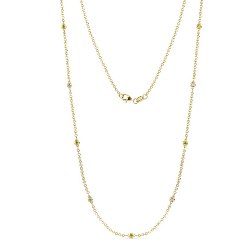 Adia (9 Stn/2mm) Yellow Diamond and White Lab Grown Diamond on Cable Necklace 