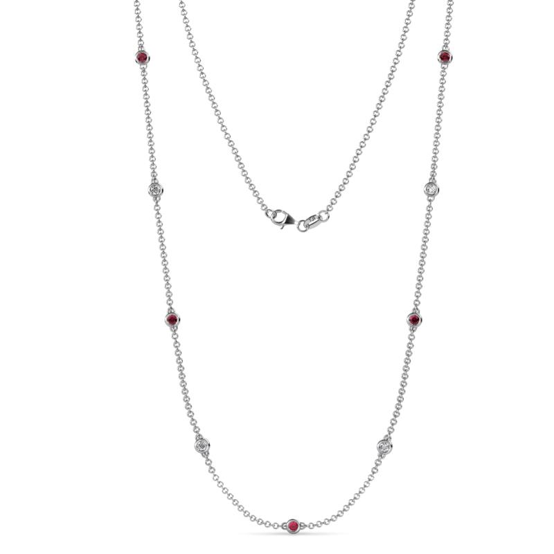 Adia (9 Stn/2.3mm) Ruby and Lab Grown Diamond on Cable Necklace 