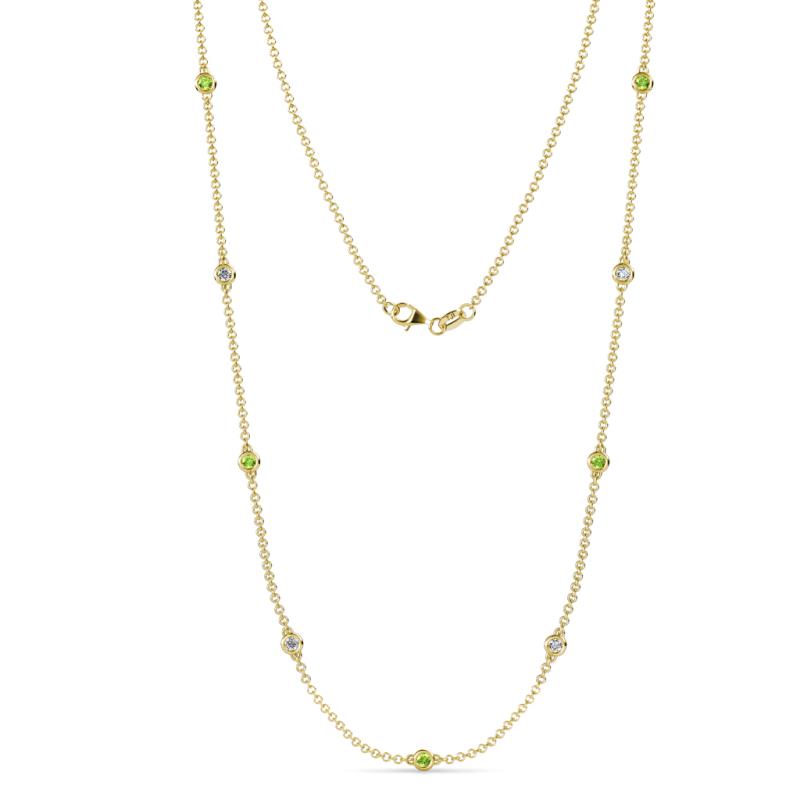 Adia (9 Stn/2.3mm) Peridot and Lab Grown Diamond on Cable Necklace 